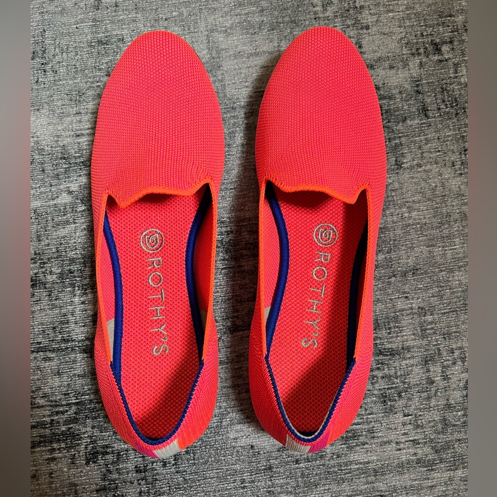 Rothy's Vibrant Neon Flamingo Hot Pink Loafer Shoes Size 8